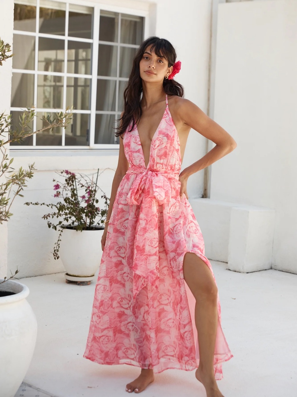 Hello Molly Rules to follow halter maxi dress in pink